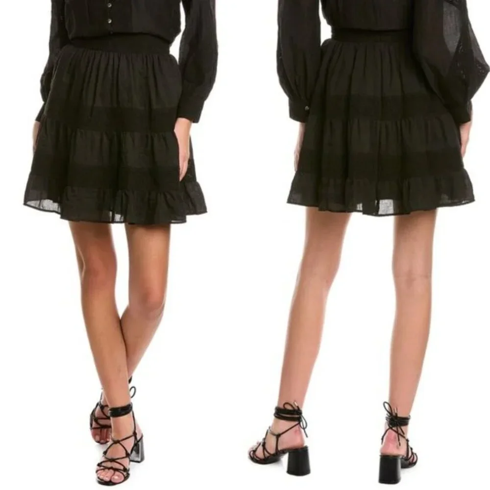 Keepsake The Label Moving On Embroidered Eyelet Tiered Mini Skirt Size XS NWT